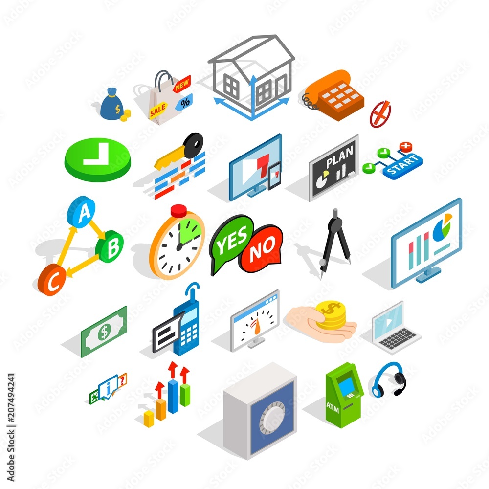 Poster image icons set. isometric set of 25 image vector icons for web isolated on white background