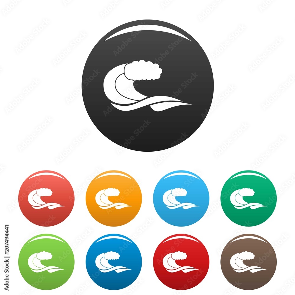 Poster wave composition icon. simple illustration of wave composition vector icons set color isolated on wh
