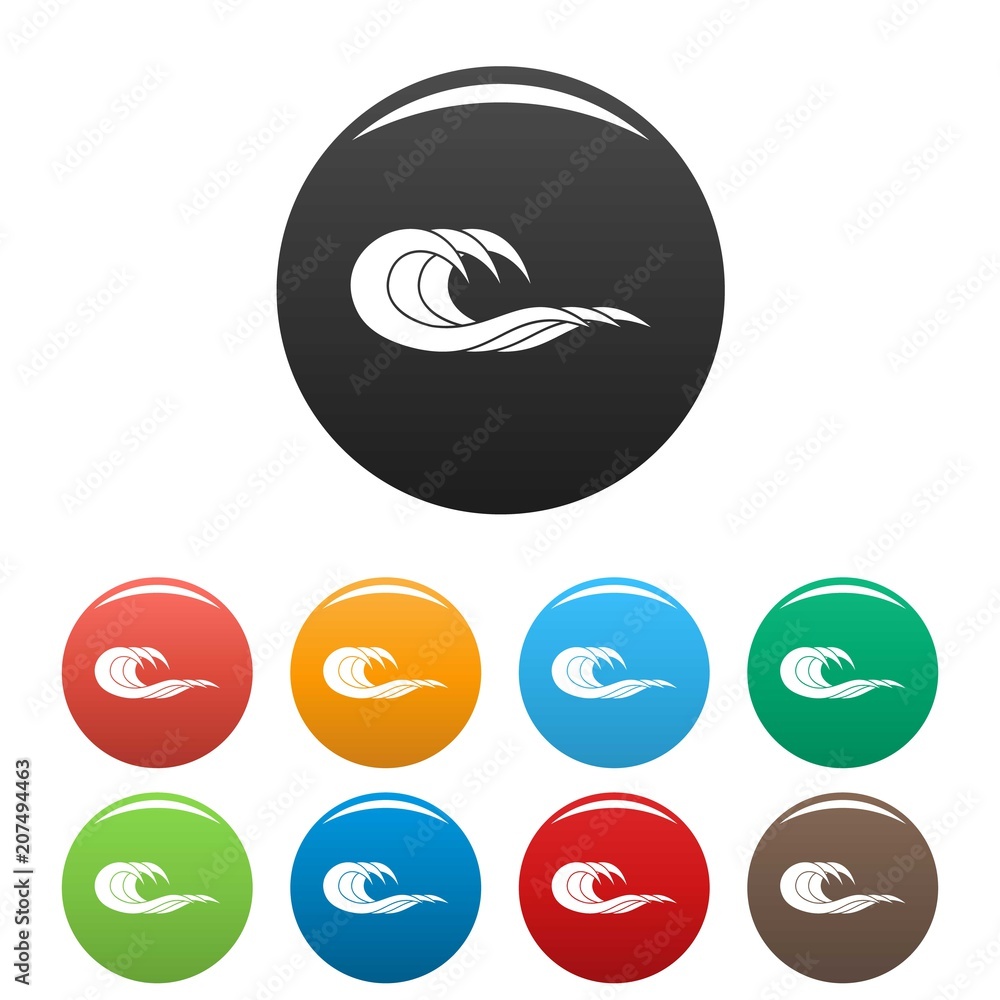 Poster wave splashing icon. simple illustration of wave splashing vector icons set color isolated on white