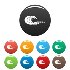 Obraz premium Wave splashing icon. Simple illustration of wave splashing vector icons set color isolated on white