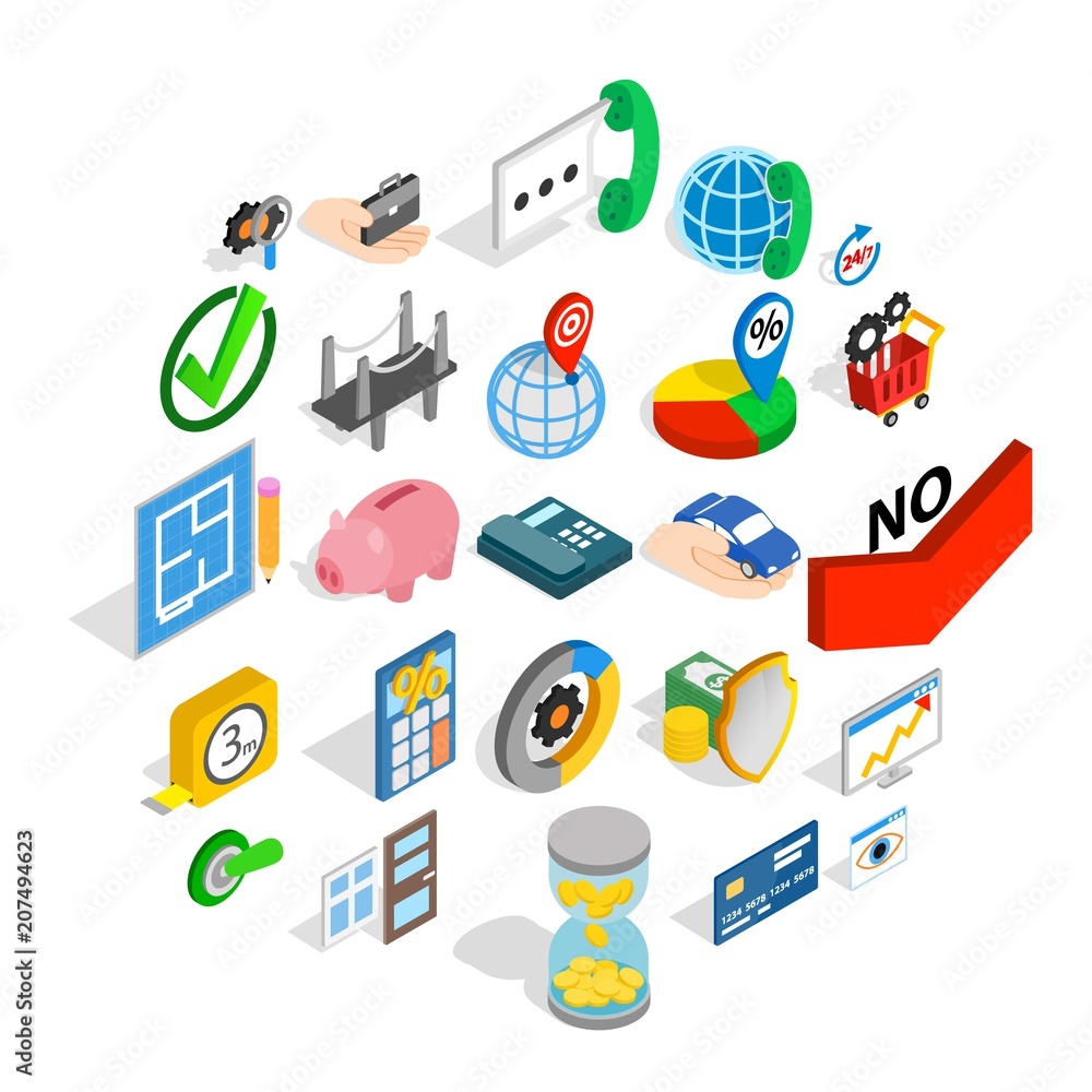 Poster concept icons set. isometric set of 25 concept vector icons for web isolated on white background