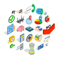 Concept icons set. Isometric set of 25 concept vector icons for web isolated on white background