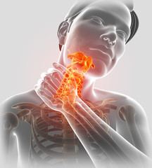 3d Illustration of men Feeling the Neck Pain