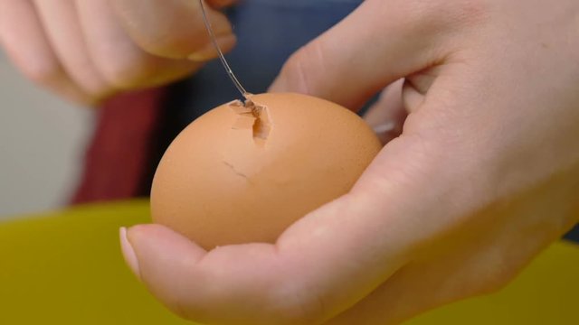 cooking pie - breaking the egg to make the dough
