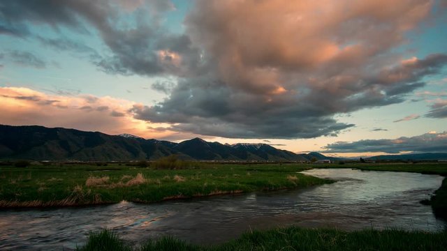 Sunset time lapse in Star Valley Wyoming next to the Salt River.