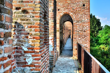 Ancient walls of Cittadella, beautiful village in Padua, Veneto, Italy. - obrazy, fototapety, plakaty