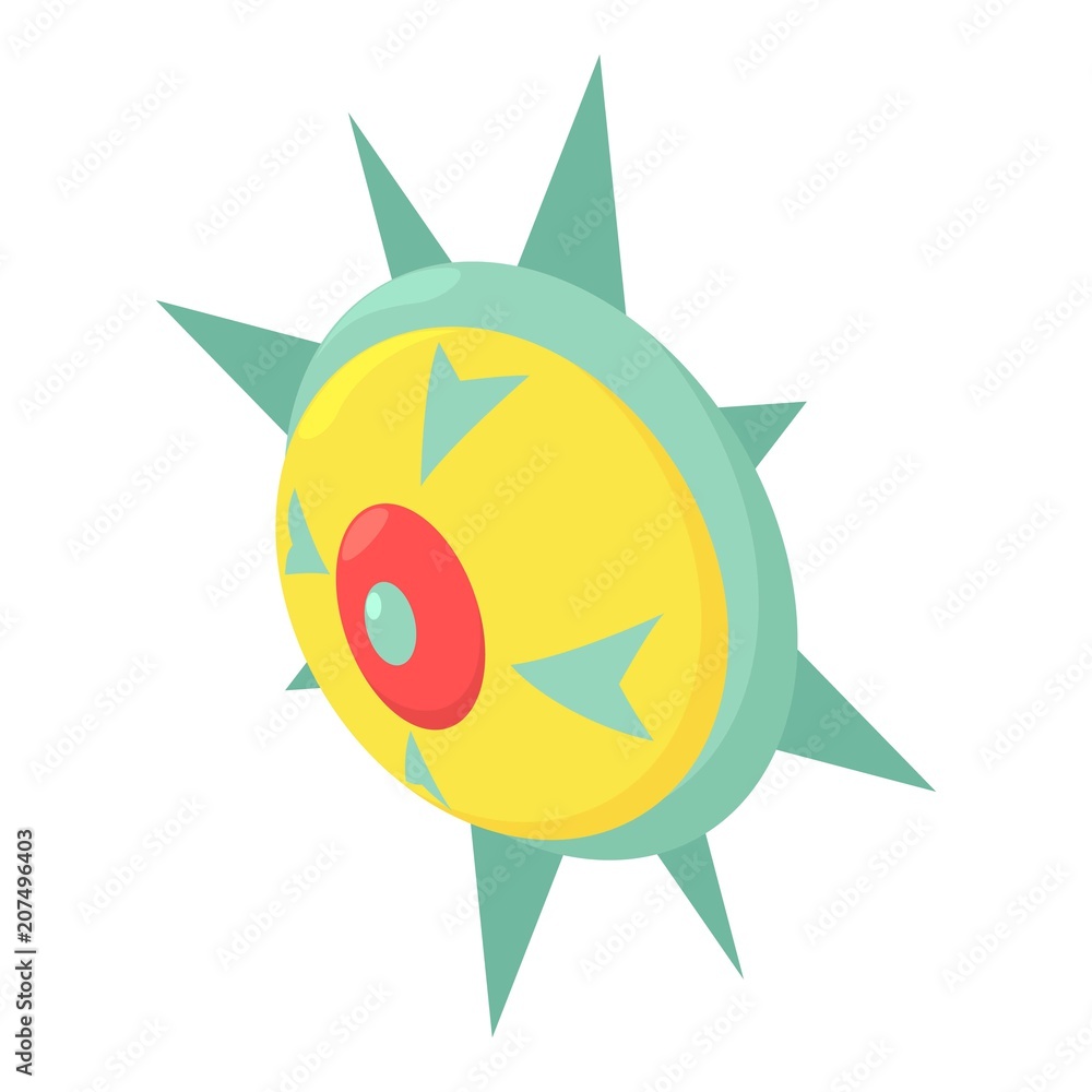Poster round spike shiled icon. isometric of round spike shiled vector icon for web design isolated on whit