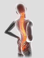 3D Illustration of male Feeling the back pain