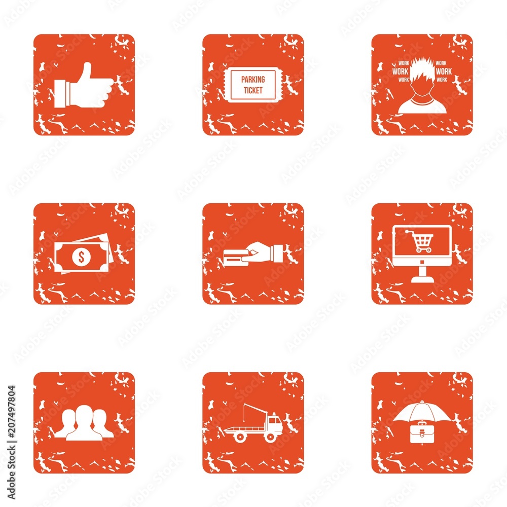 Poster prepare a payment icons set. grunge set of 9 prepare a payment vector icons for web isolated on whit