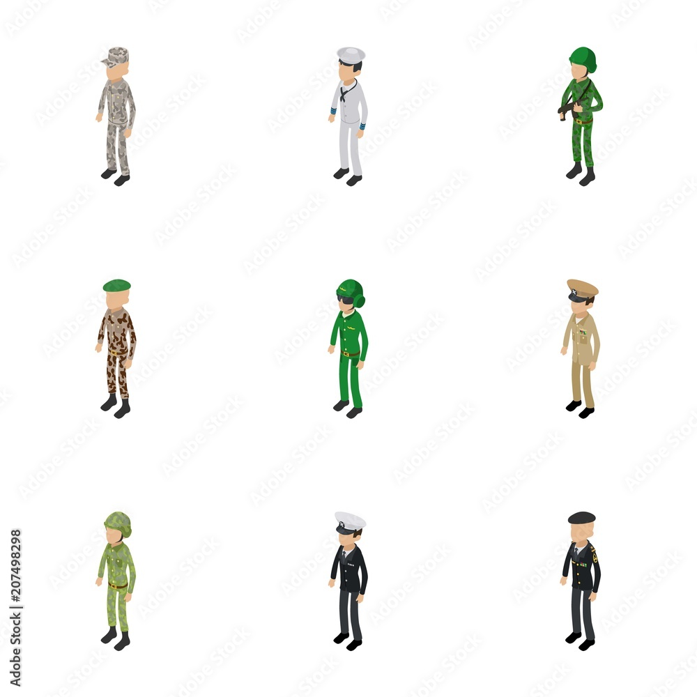 Aufkleber being icons set. isometric set of 9 being vector icons for web isolated on white background