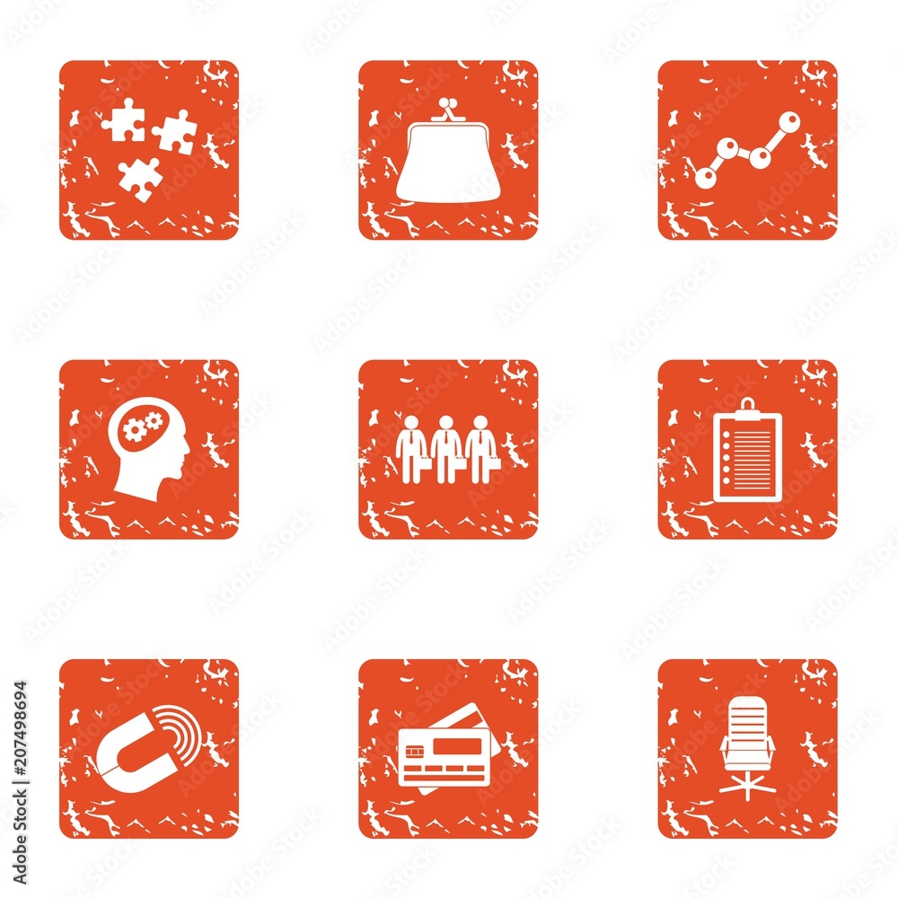 Poster service certificate icons set. grunge set of 9 service certificate vector icons for web isolated on 