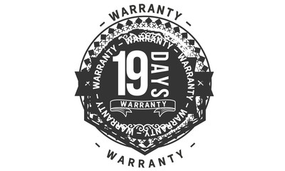 Fototapeta na wymiar 19 days warranty icon vintage rubber stamp guarantee