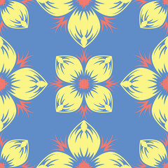 Fototapeta na wymiar Floral blue seamless pattern. Colored flower background
