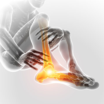 3d Illustration of Male foot with ankle pain