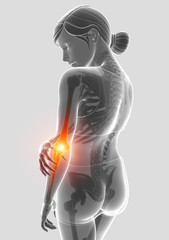 3d Illustration of Women Feeling Elbow pain