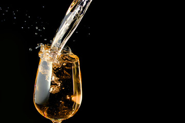 wine glass in black background