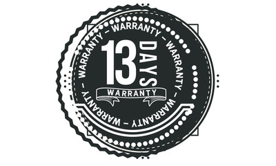 13 days warranty icon vintage rubber stamp guarantee