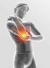 3d Illustration of Male Feeling Elbow pain