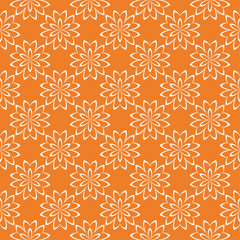 Orange and white floral seamless pattern