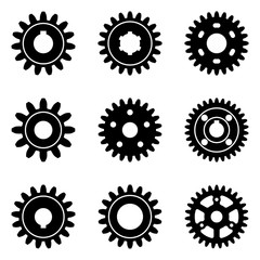 Set of gear wheel icons. Silhouette vector