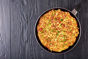 swiss rosti or potato pancake, flat lay
