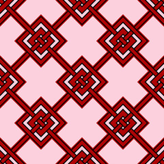 Obraz premium Seamless pattern with geometric design. Black red and white background for wallpapers, textile and fabrics