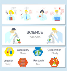 Science banners set, vector illustration