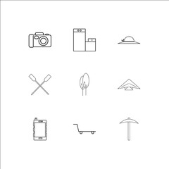 Travel And Tourism outline vector icons set