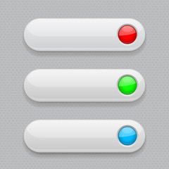 Web buttons. White icons with colored tags