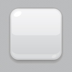 White web button on gray background. Square 3d icon