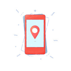 Location mark. Composition with map pointer. Vector illustration.