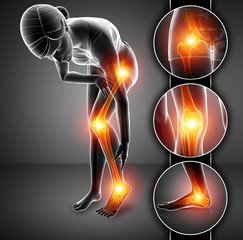 3d Illustration of Female feeling Leg pain