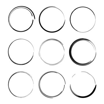 Set of black round grunge frames.  Vector illustration.