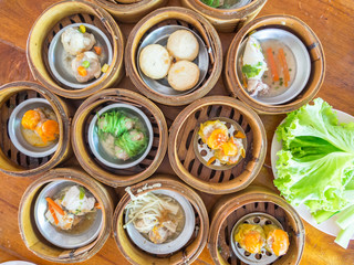 Set of dim sum - steamed Minced pork dumplings