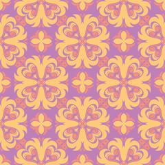 Floral seamless pattern. Bright violet background with colored design