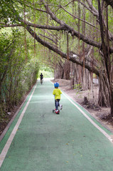 Fototapeta premium green bike lane in the garden
