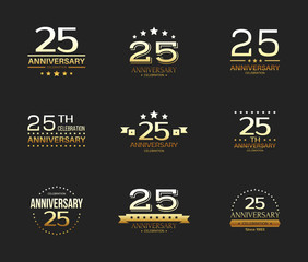 25th anniversary celebration logo set. 25 year jubilee banner.