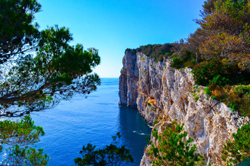 Colourful cliff edge in Telascica National Park, Dugi Otok, Croatia