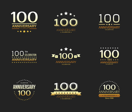 100th anniversary celebration logo set. 100 year jubilee banner.