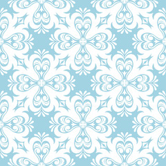 White floral seamless pattern on blue background