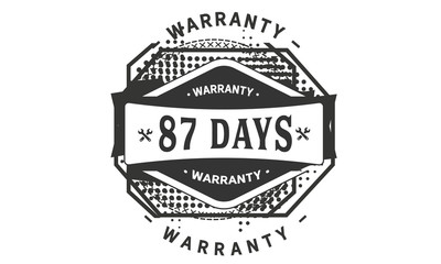 87 days warranty icon vintage rubber stamp guarantee