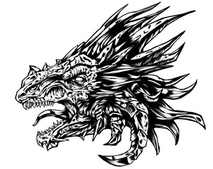 The head of a snarling dragon