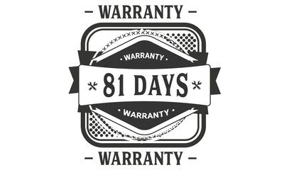 81 days warranty icon vintage rubber stamp guarantee