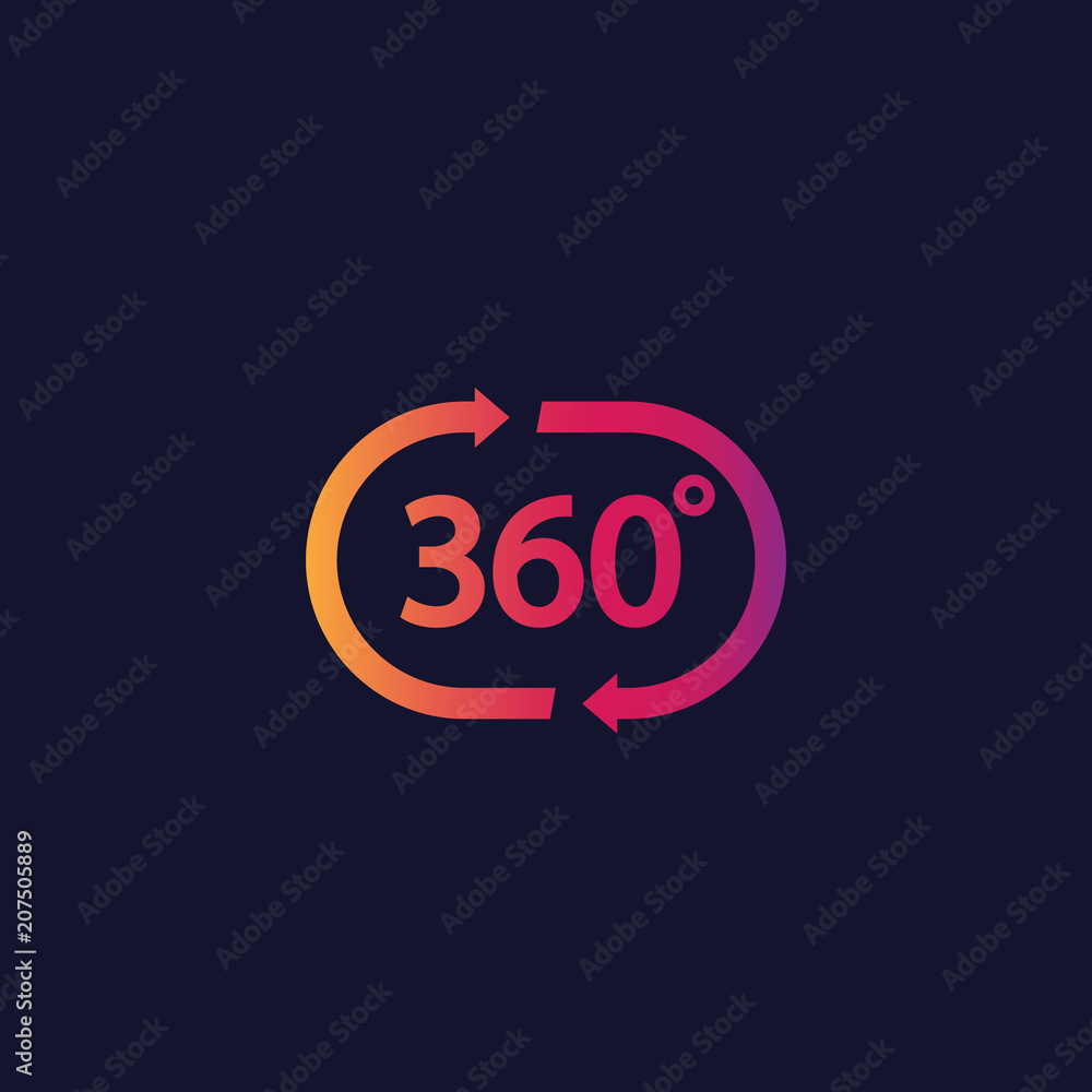 Poster 360 degrees video play vector with gradient