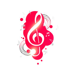 Music background with treble clef, abstract modern element, vector illustration
