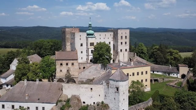 Aerial view of Buchlov royal castle, Moravia, Czech Republic