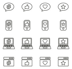 Feedback or Rating Icons Thin Line Vector Illustration Set