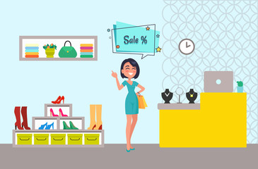 Sale at Clothing Store Poster Vector Illustration