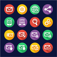 Email Icons Flat Design Circle