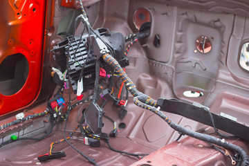 Close up shot of car engine